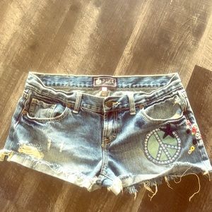 VS PINK denim shorts with embroidery